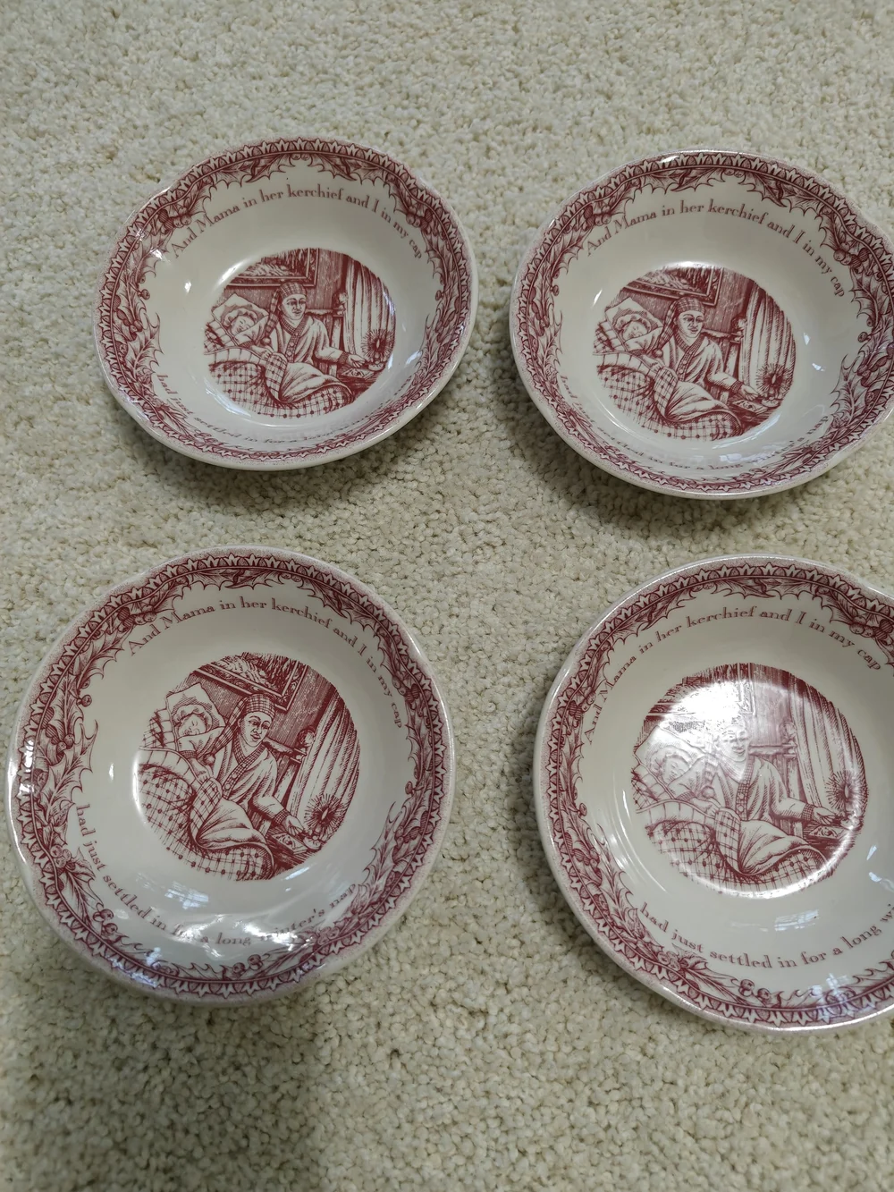 Johnson Brothers Cream and Red Fruit Bowls - Set of 4
